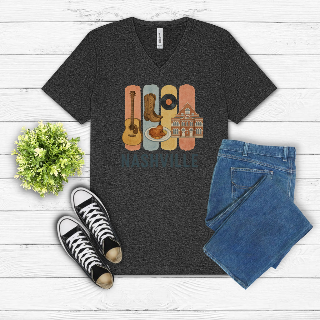 Nashville Brushstroke Watercolor V-Neck Shirt