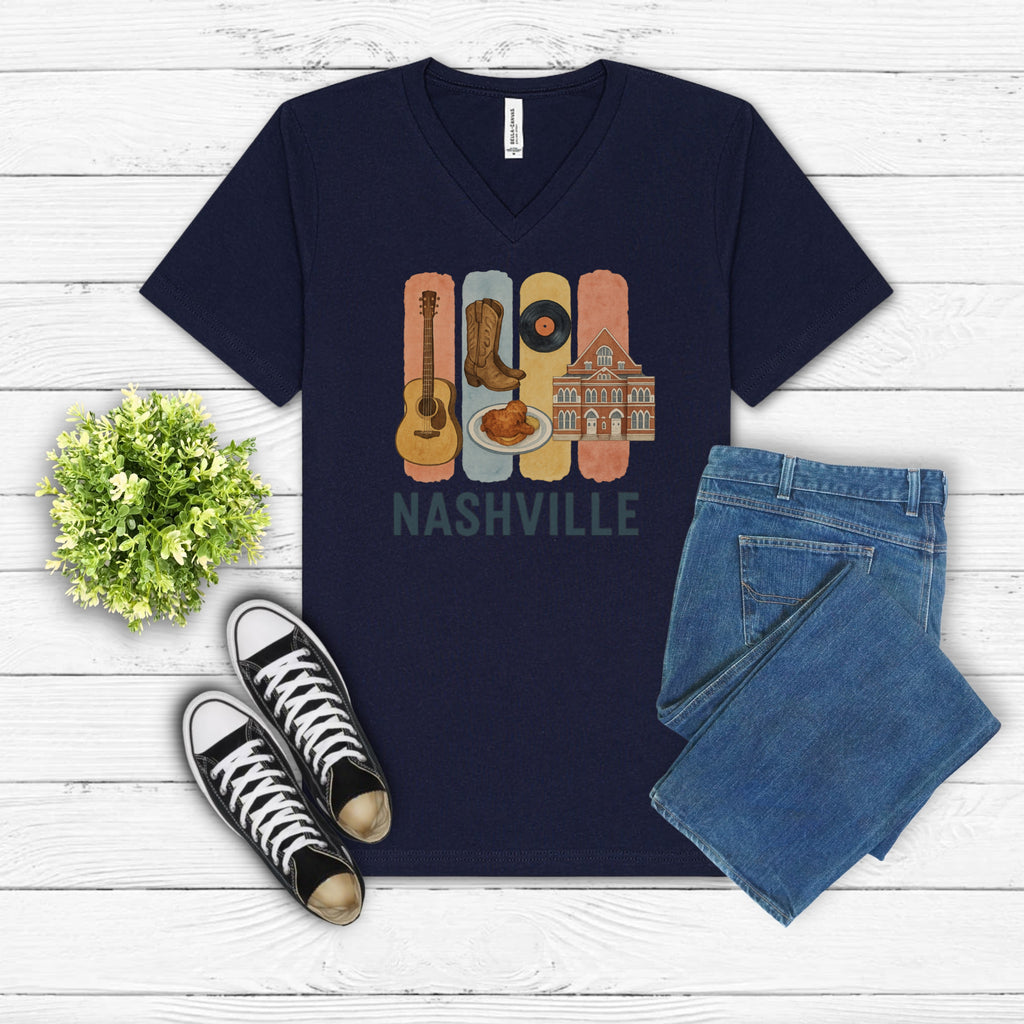 Nashville Brushstroke Watercolor V-Neck Shirt