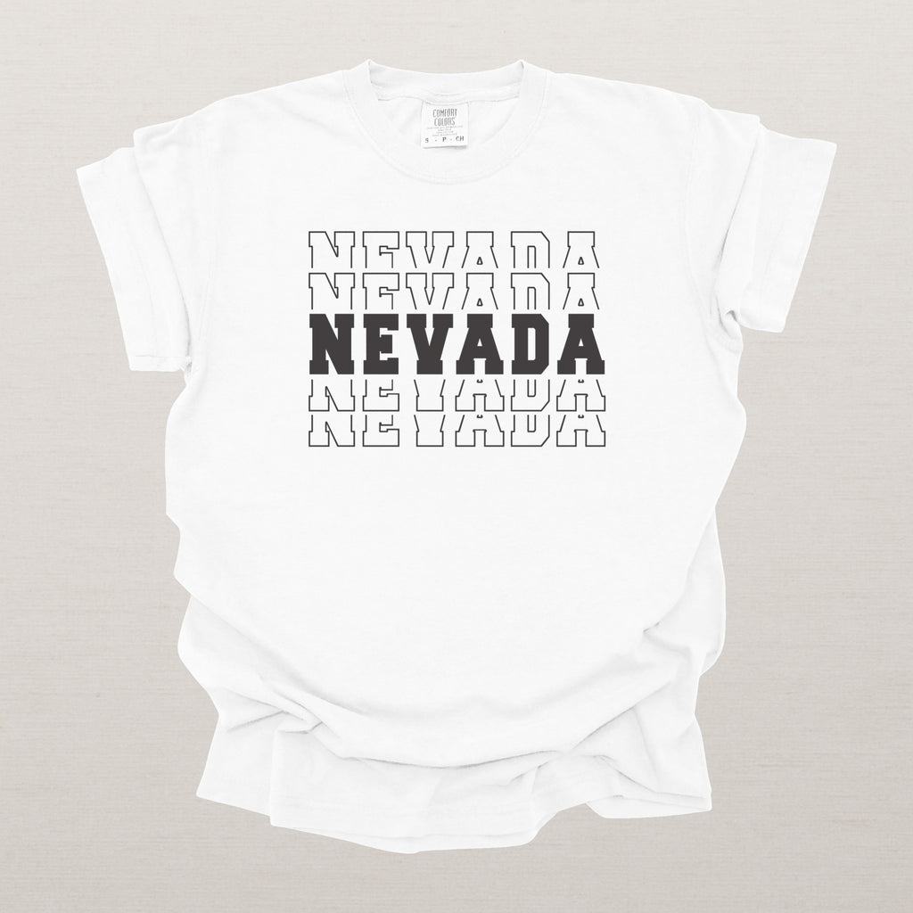 Nevada Varsity Echo State Shirt | Comfort Colors Black Text