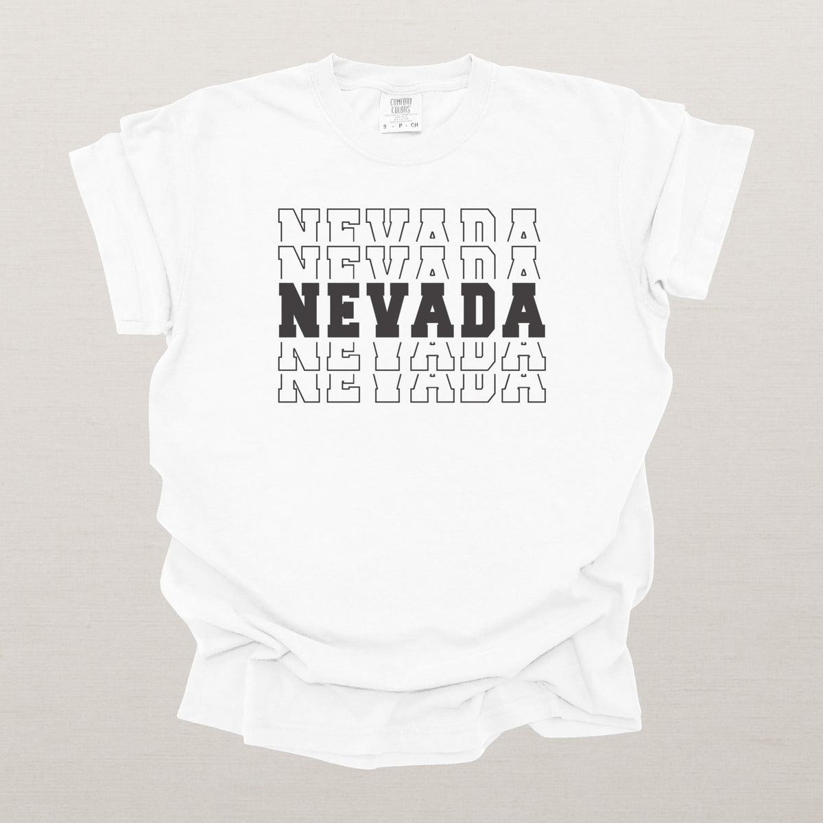 Nevada Varsity Echo State Shirt | Comfort Colors Black Text