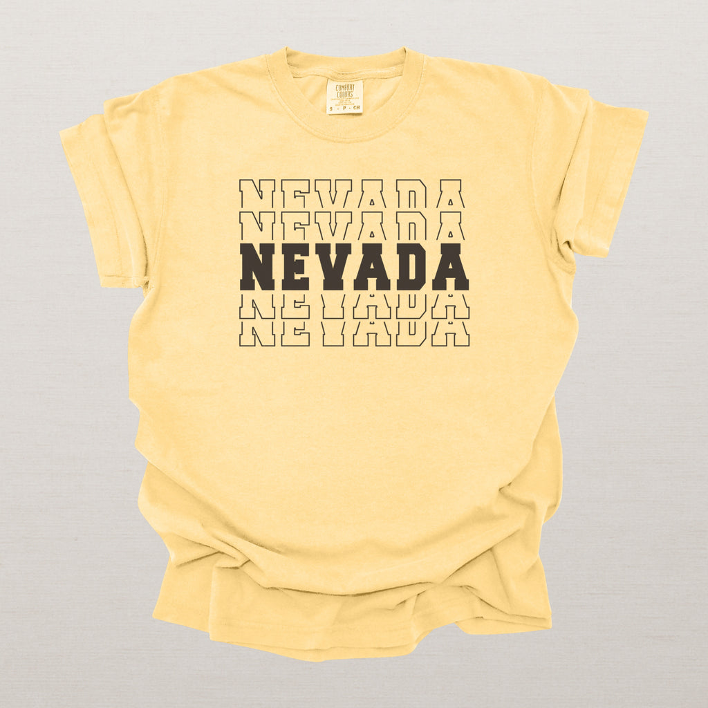 Nevada Varsity Echo State Shirt | Comfort Colors Black Text