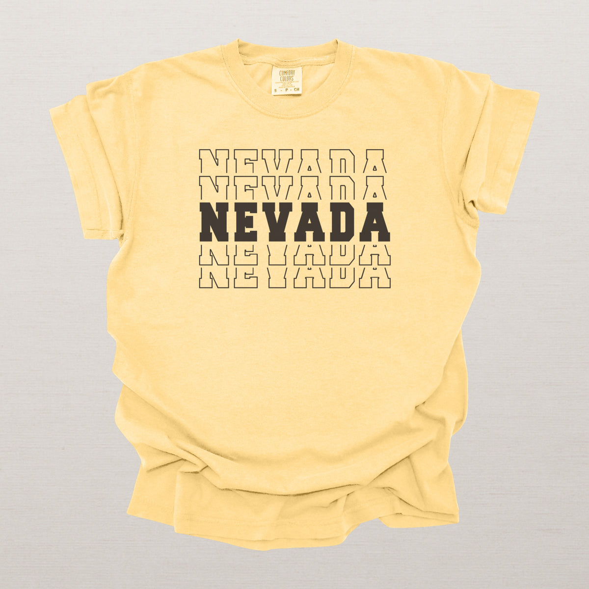 Nevada Varsity Echo State Shirt | Comfort Colors Black Text