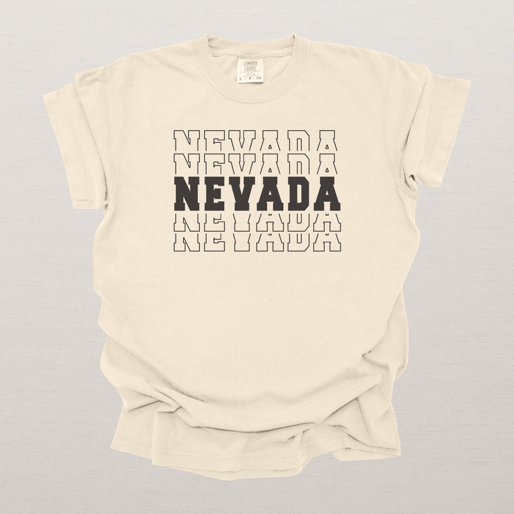 Nevada Varsity Echo State Shirt | Comfort Colors Black Text