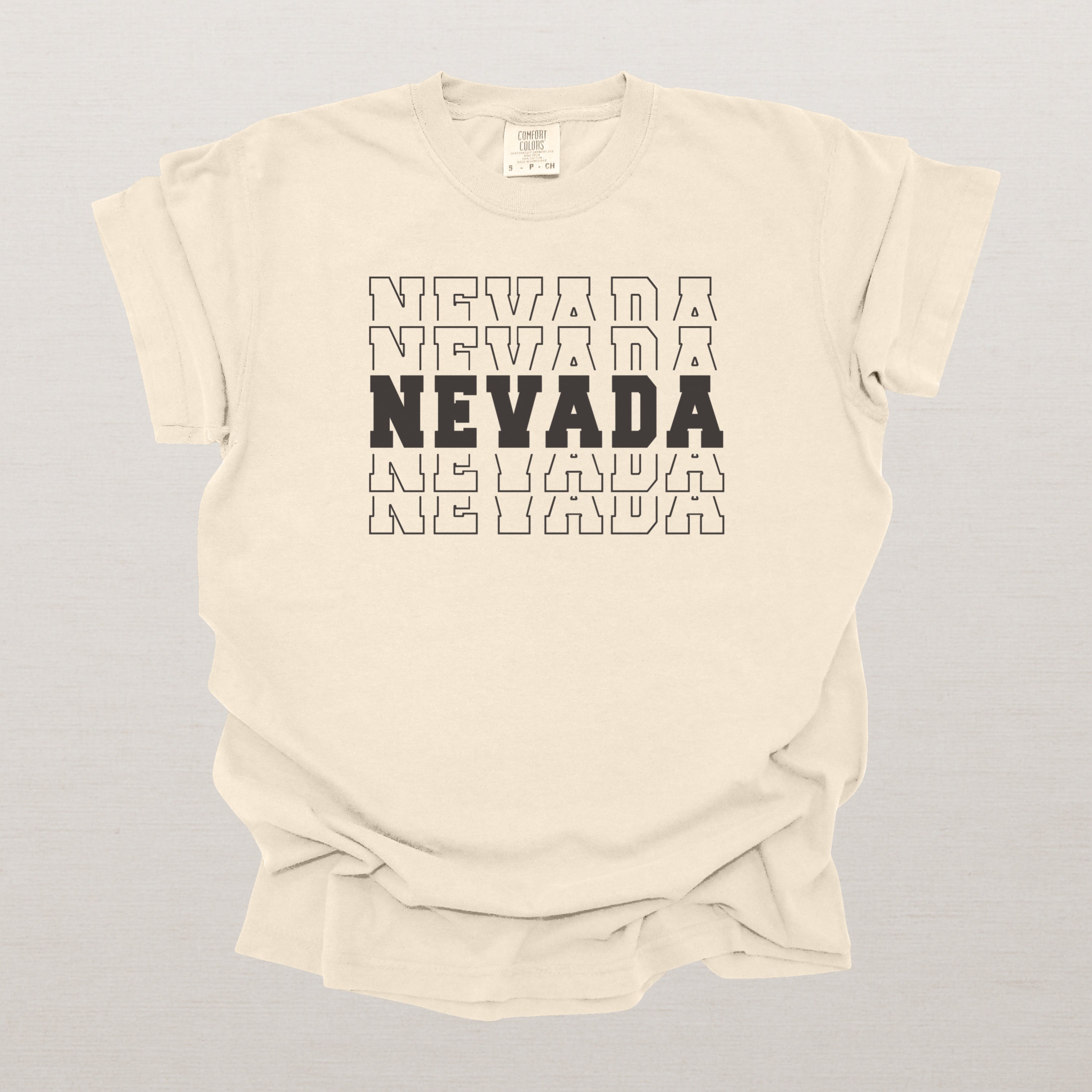 Nevada Varsity Echo State Shirt | Comfort Colors Black Text