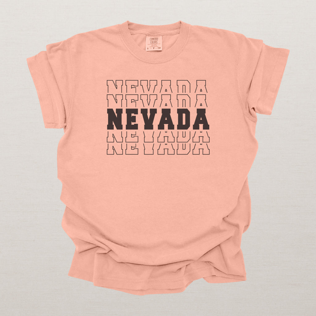 Nevada Varsity Echo State Shirt | Comfort Colors Black Text