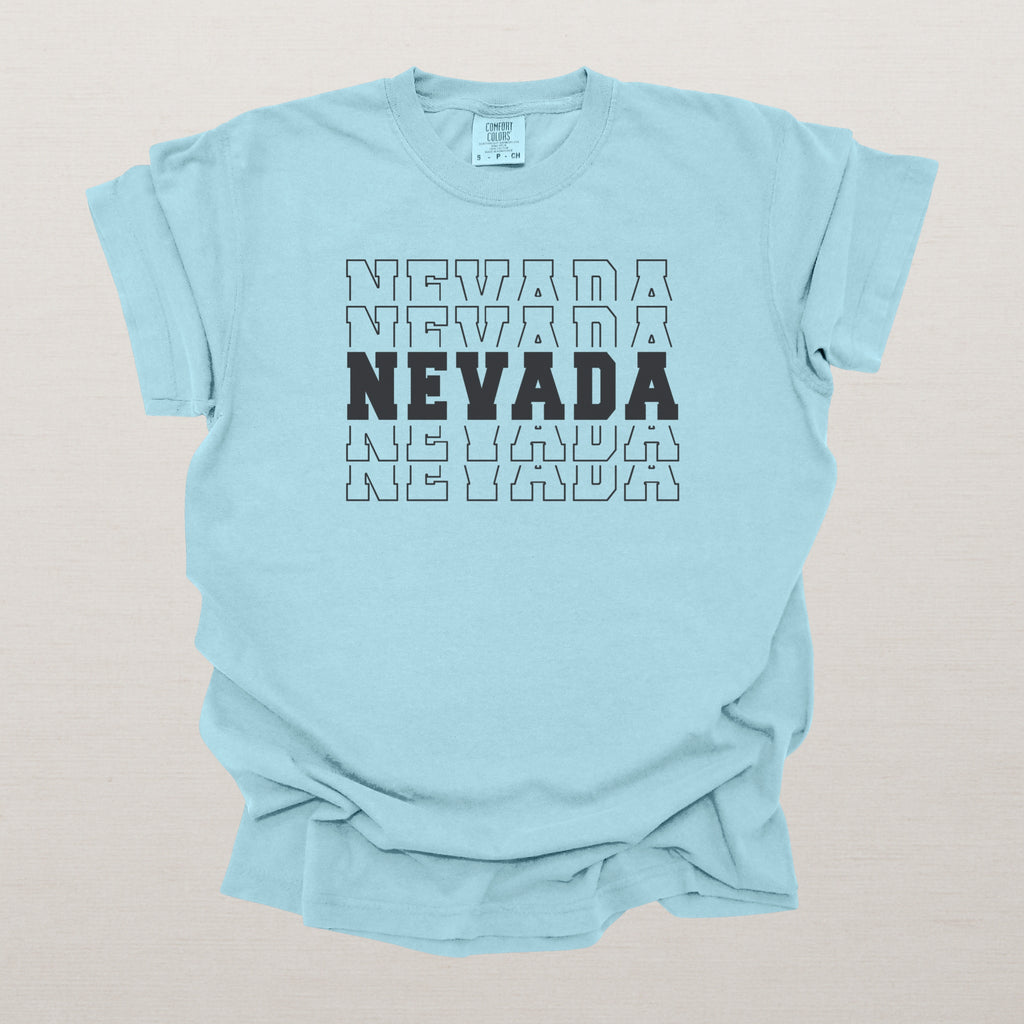 Nevada Varsity Echo State Shirt | Comfort Colors Black Text