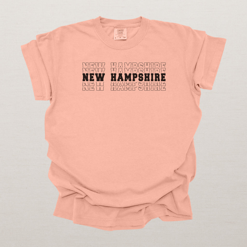 New Hampshire Varsity Echo State Shirt | Comfort Colors Black Text