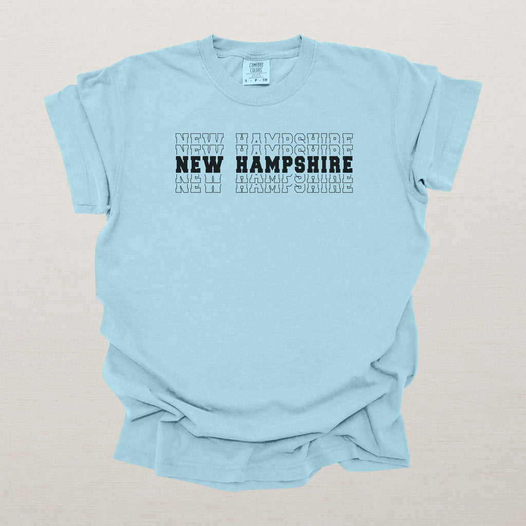 New Hampshire Varsity Echo State Shirt | Comfort Colors Black Text