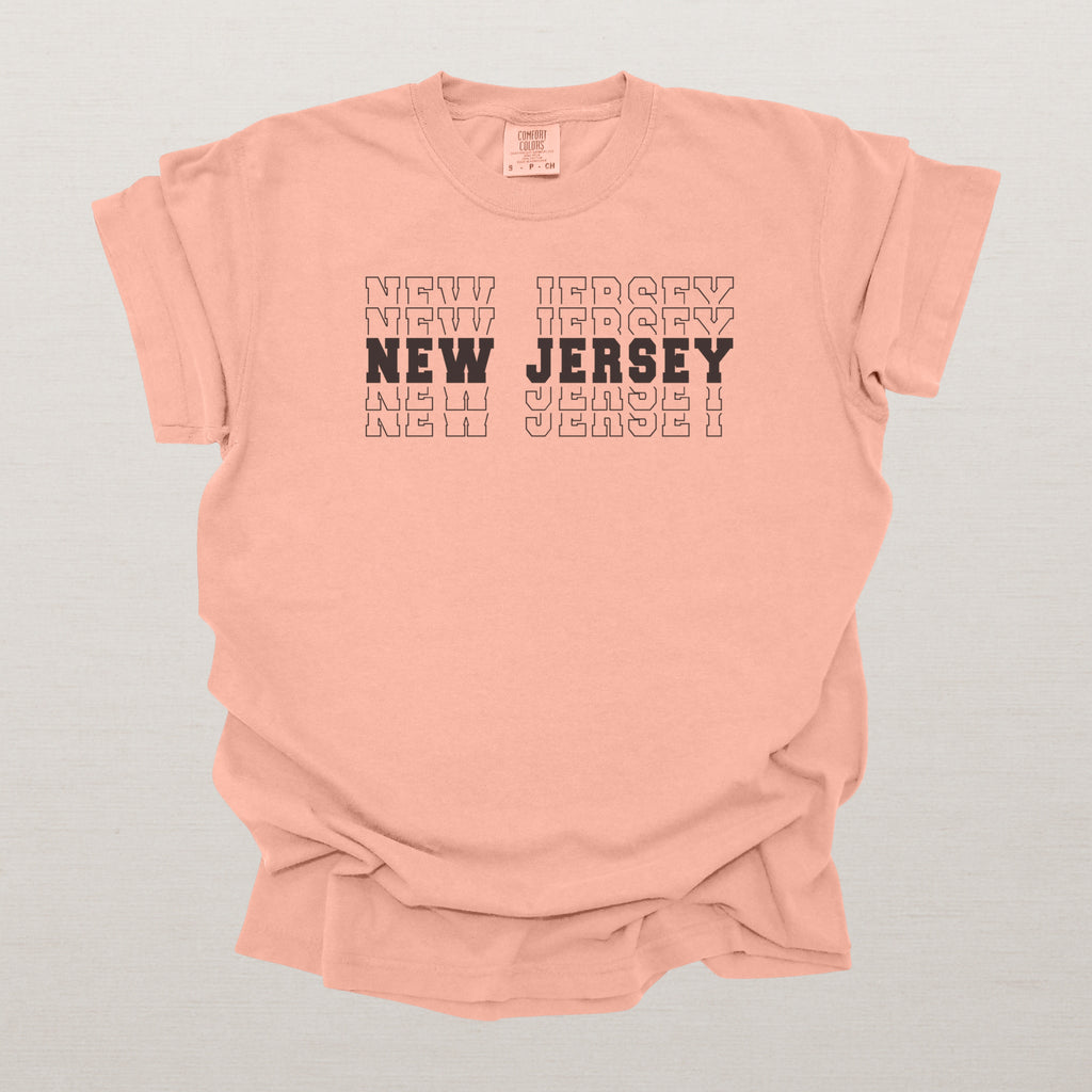New Jersey Varsity Echo State Shirt | Comfort Colors Black Text