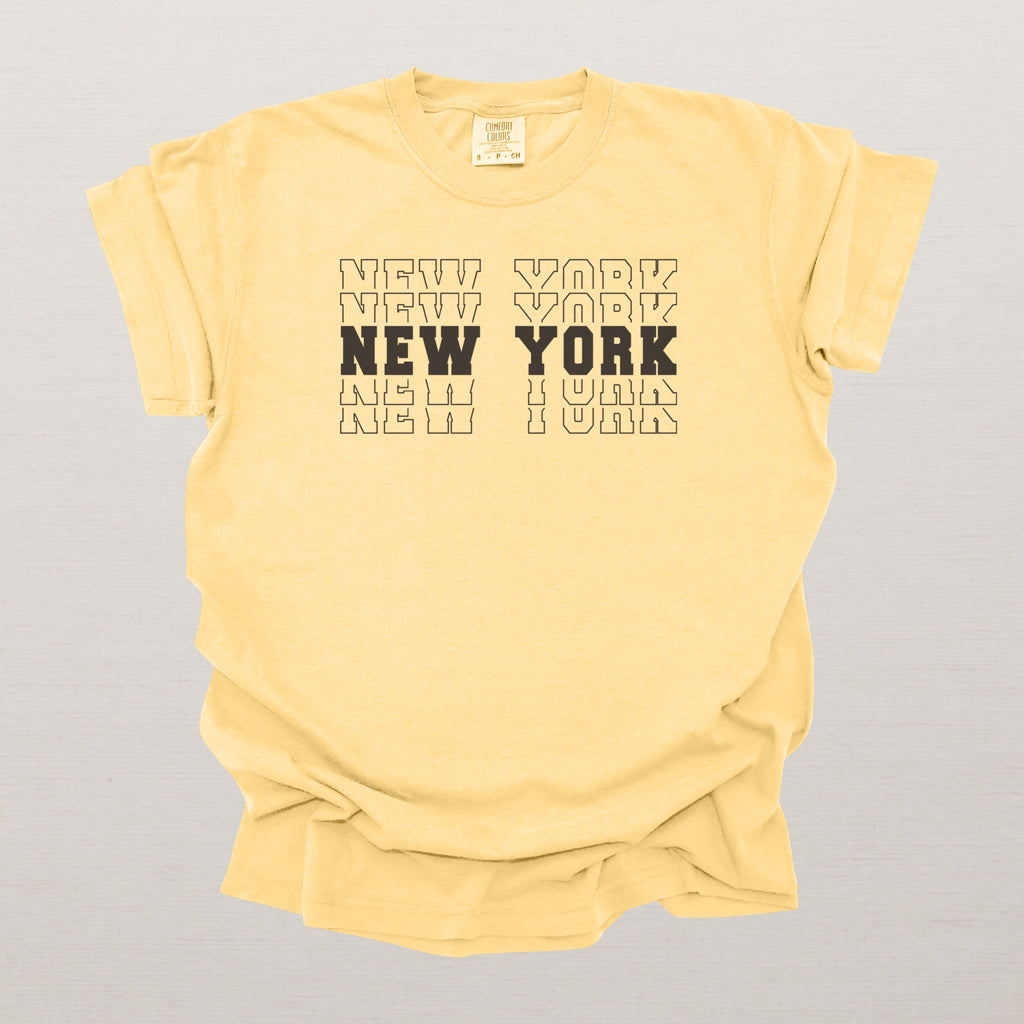New York Varsity Echo State Shirt | Comfort Colors Black Text