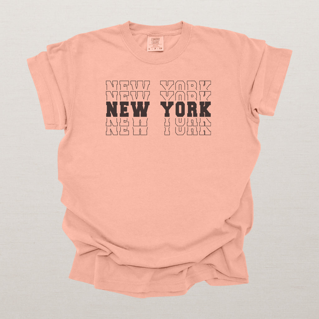 New York Varsity Echo State Shirt | Comfort Colors Black Text