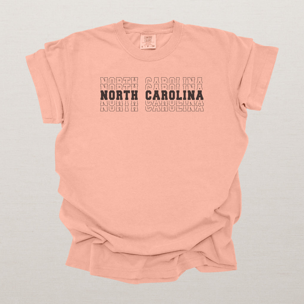 North Carolina Varsity Echo State Shirt | Comfort Colors Black Text