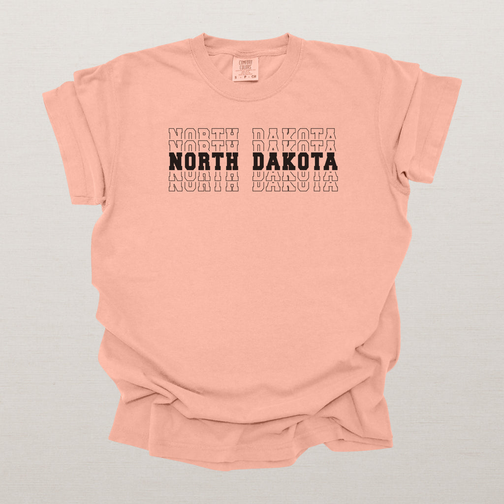 North Dakota Varsity Echo State Shirt | Comfort Colors Black Text