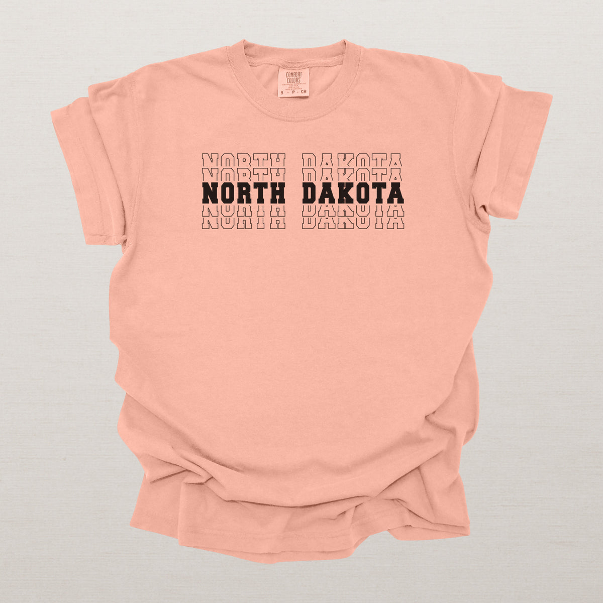 North Dakota Varsity Echo State Shirt | Comfort Colors Black Text