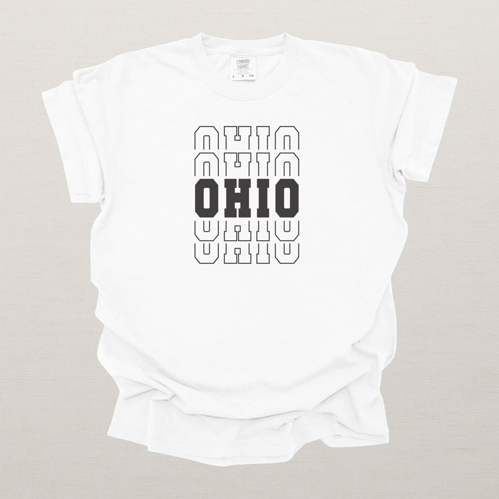 Ohio Varsity Echo State Shirt | Comfort Colors Black Text