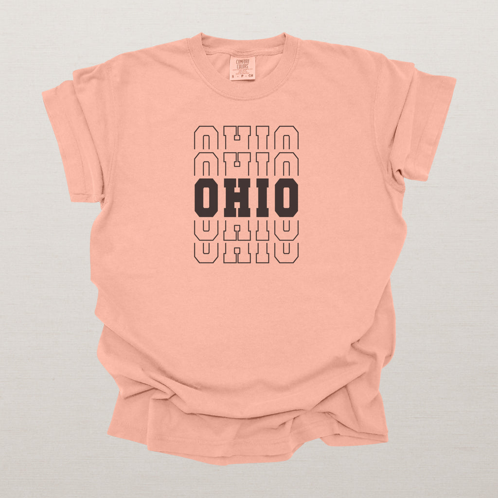 Ohio Varsity Echo State Shirt | Comfort Colors Black Text