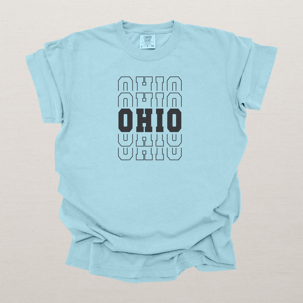 Ohio Varsity Echo State Shirt | Comfort Colors Black Text