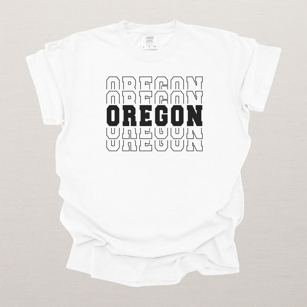 Oregon Varsity Echo State Shirt | Comfort Colors Black Text