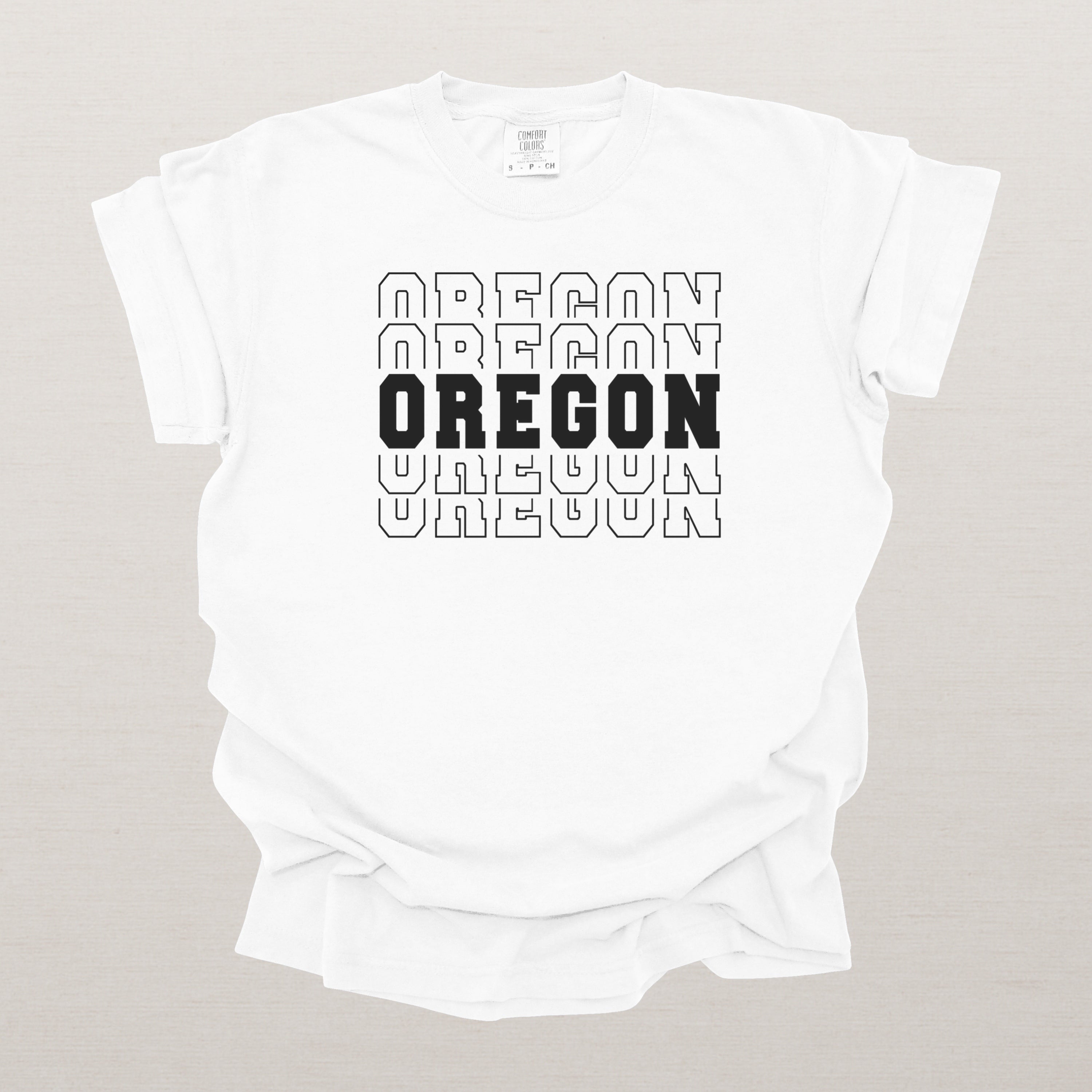 Oregon Varsity Echo State Shirt | Comfort Colors Black Text