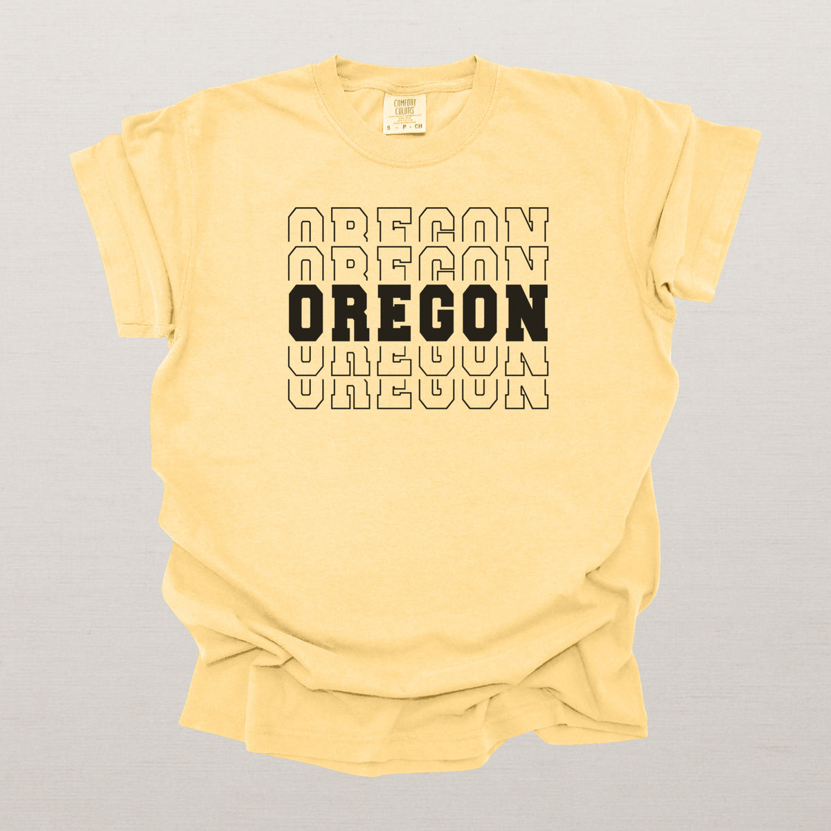 Oregon Varsity Echo State Shirt | Comfort Colors Black Text