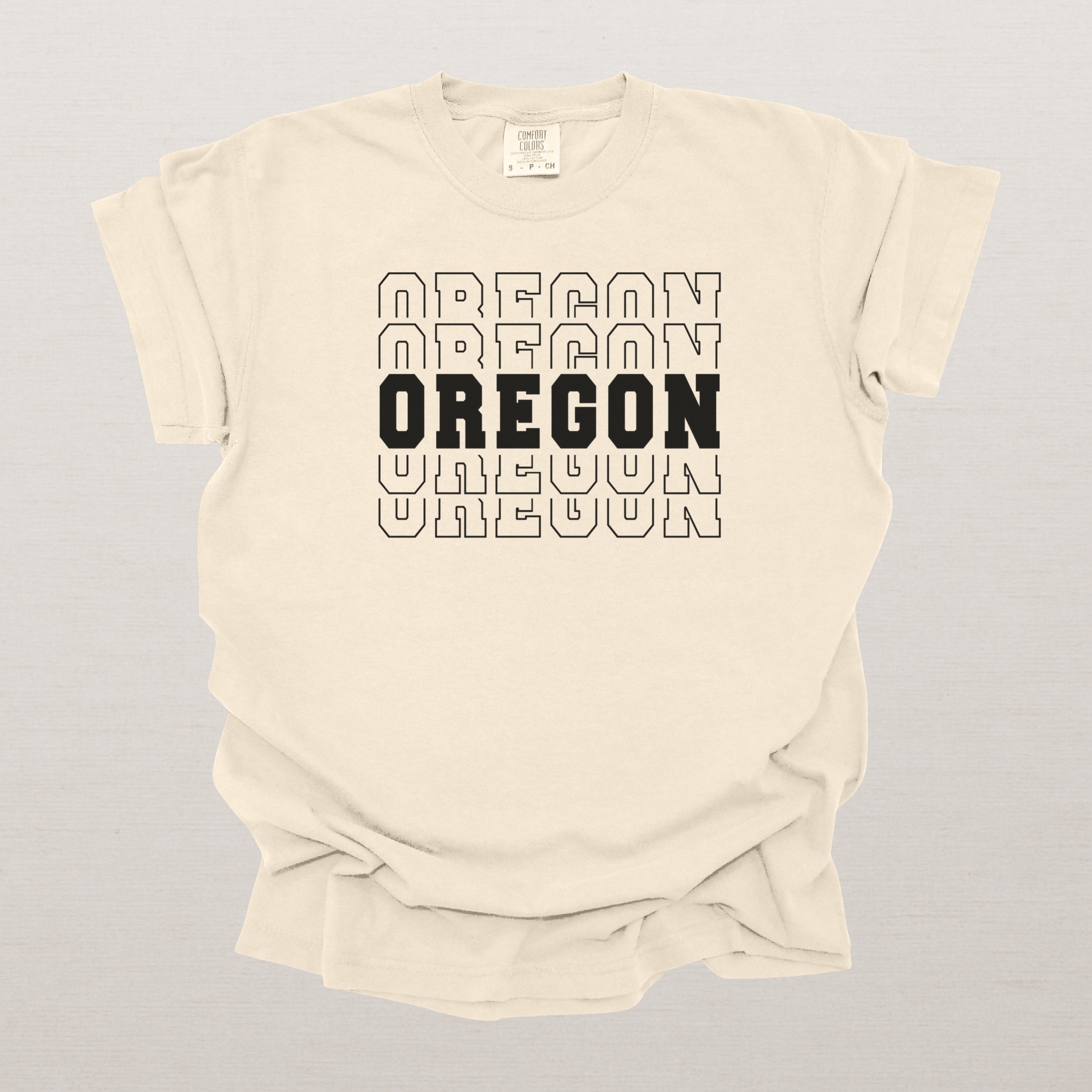 Oregon Varsity Echo State Shirt | Comfort Colors Black Text