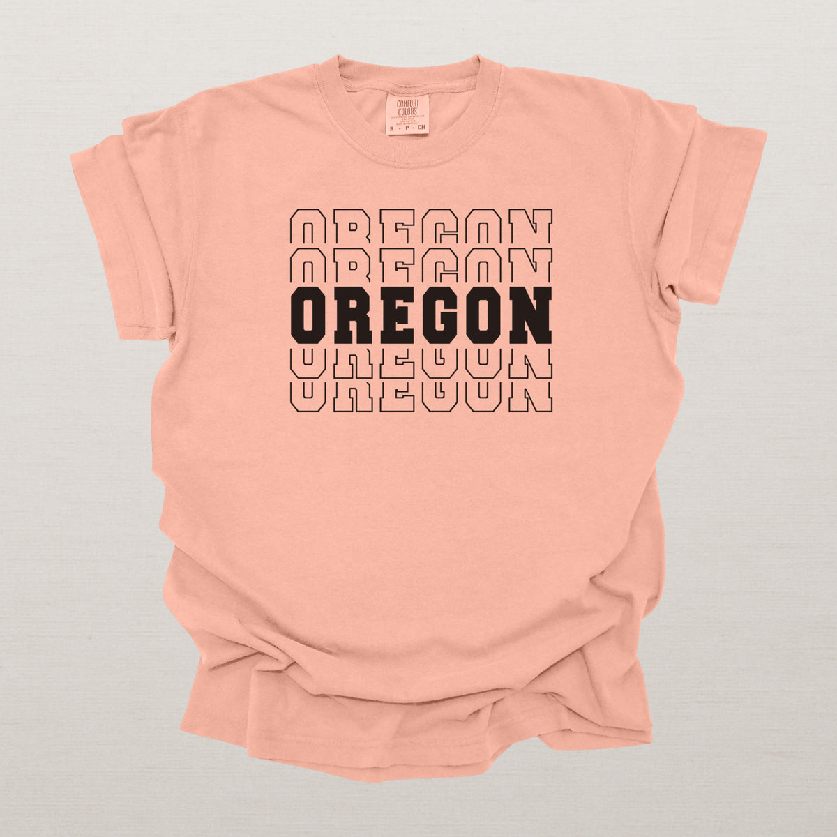 Oregon Varsity Echo State Shirt | Comfort Colors Black Text