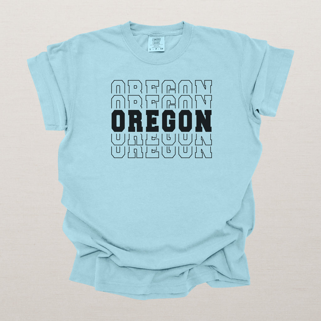 Oregon Varsity Echo State Shirt | Comfort Colors Black Text