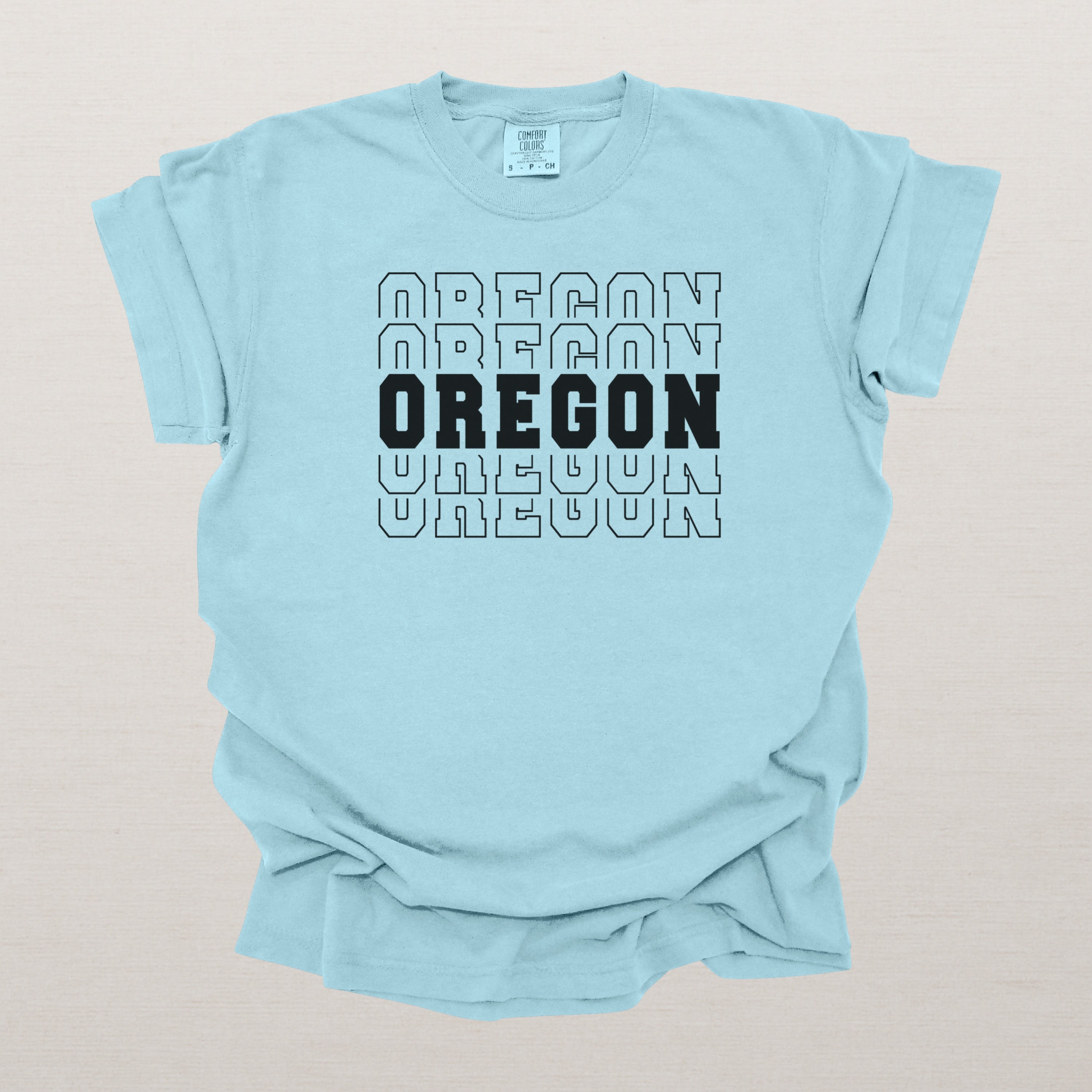 Oregon Varsity Echo State Shirt | Comfort Colors Black Text
