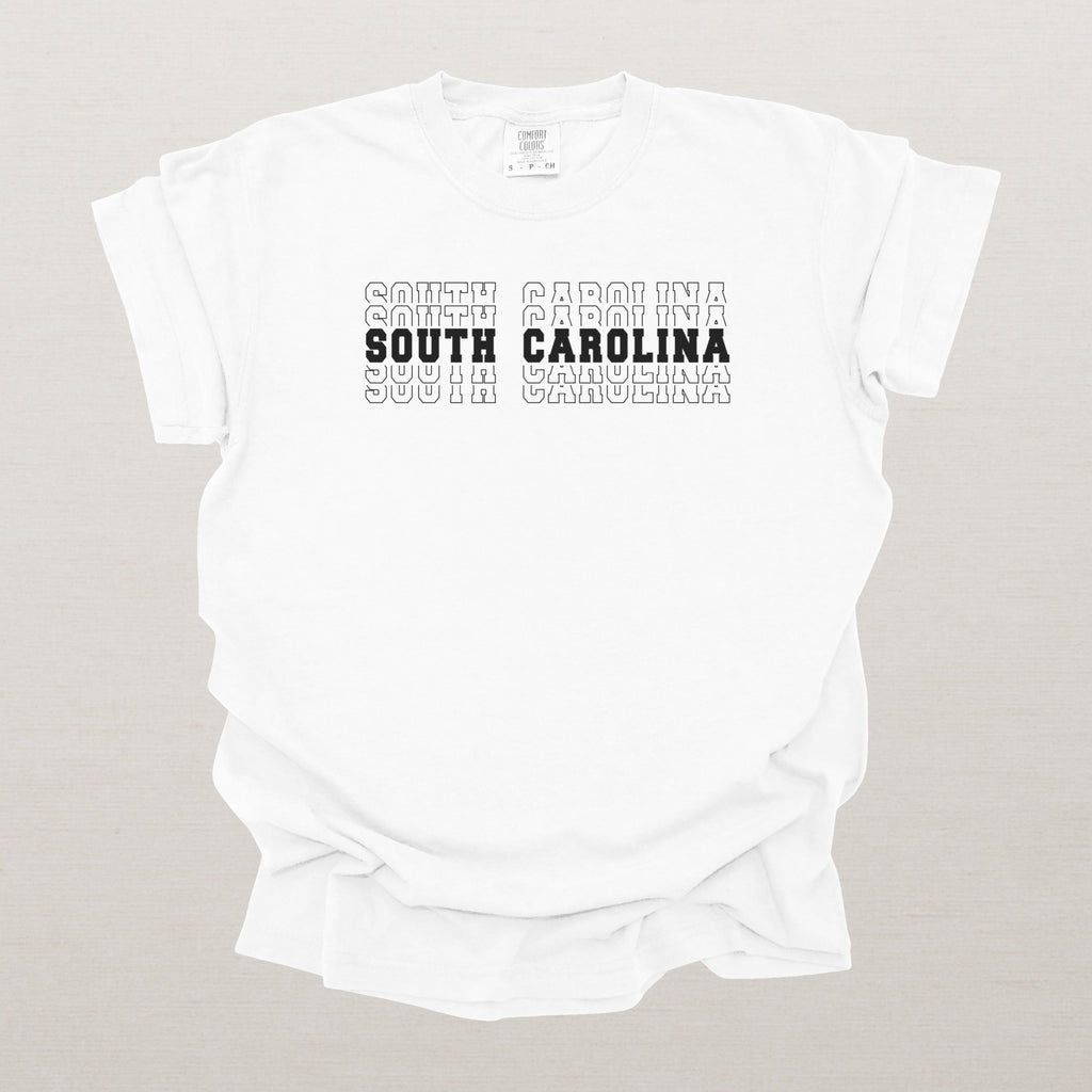 South Carolina Varsity Echo State Shirt | Comfort Colors Black Text