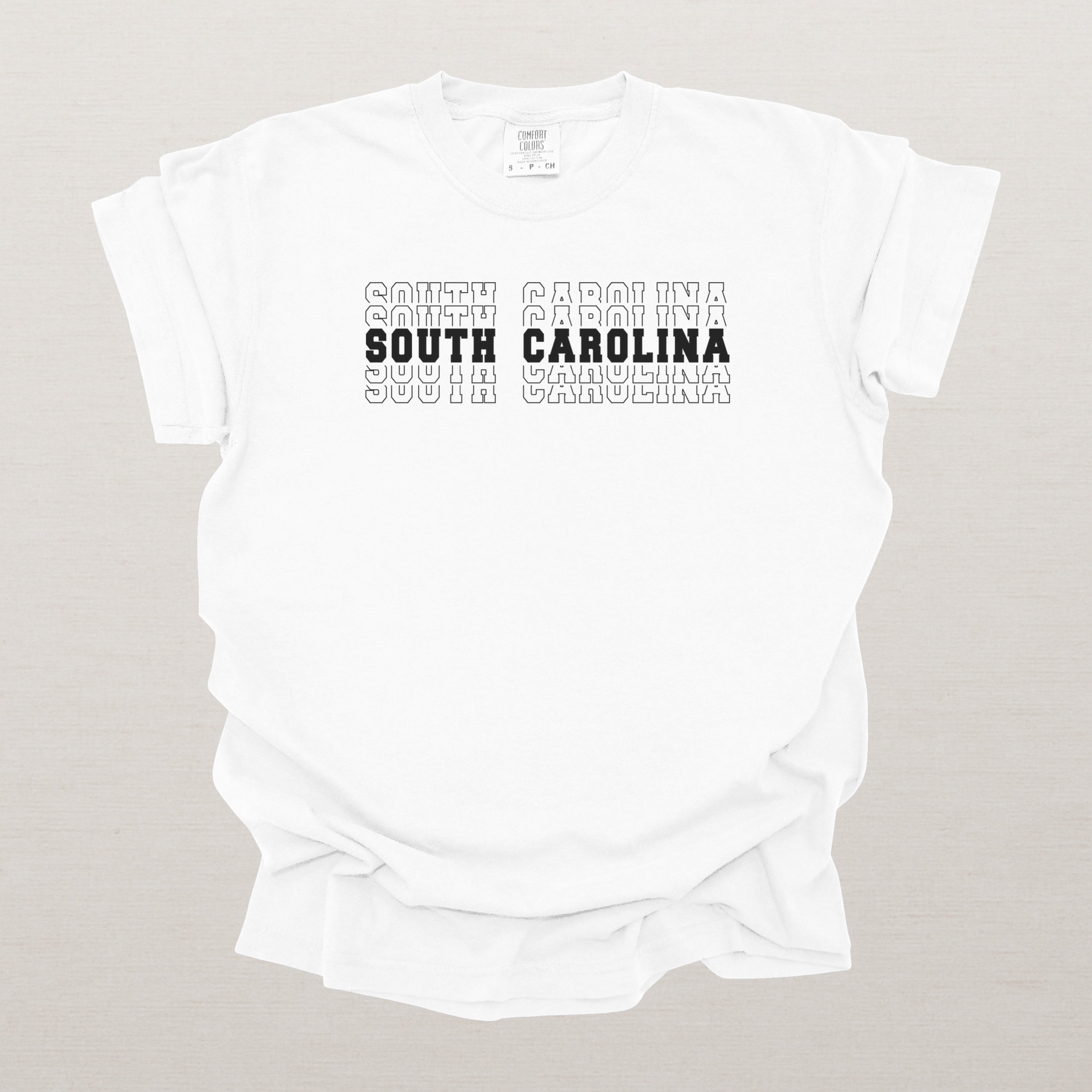 South Carolina Varsity Echo State Shirt | Comfort Colors Black Text