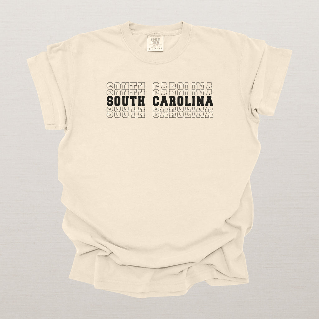 South Carolina Varsity Echo State Shirt | Comfort Colors Black Text