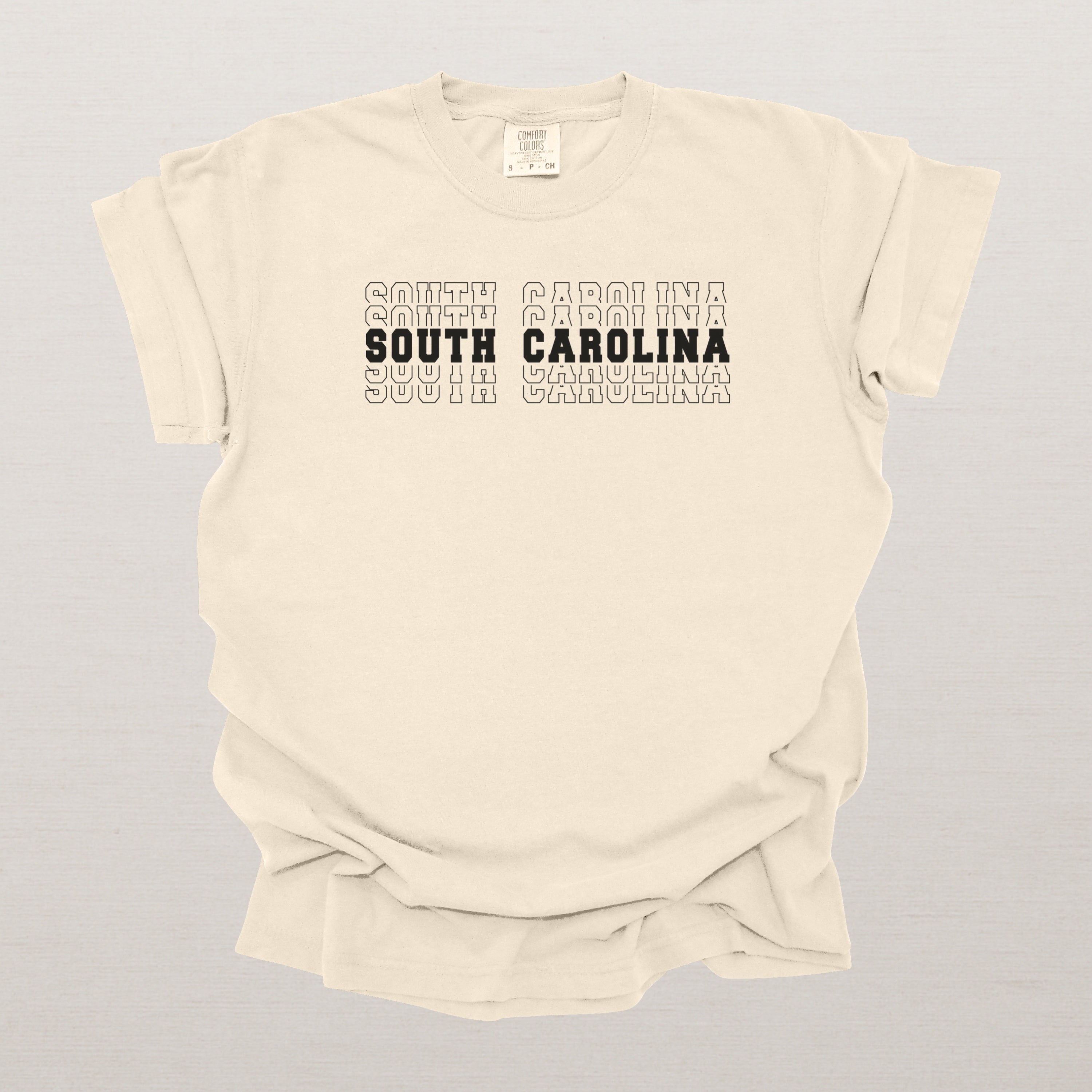 South Carolina Varsity Echo State Shirt | Comfort Colors Black Text