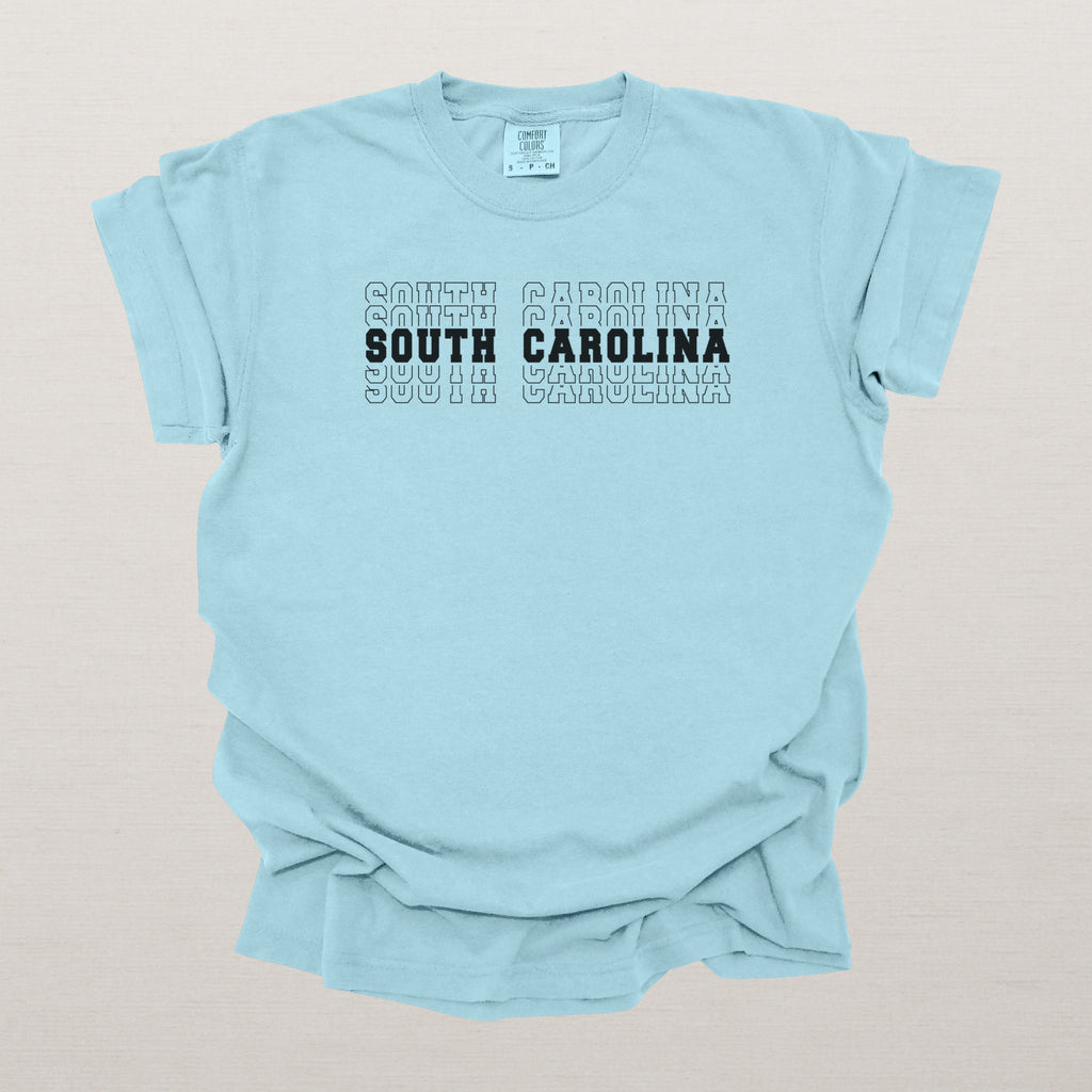 South Carolina Varsity Echo State Shirt | Comfort Colors Black Text