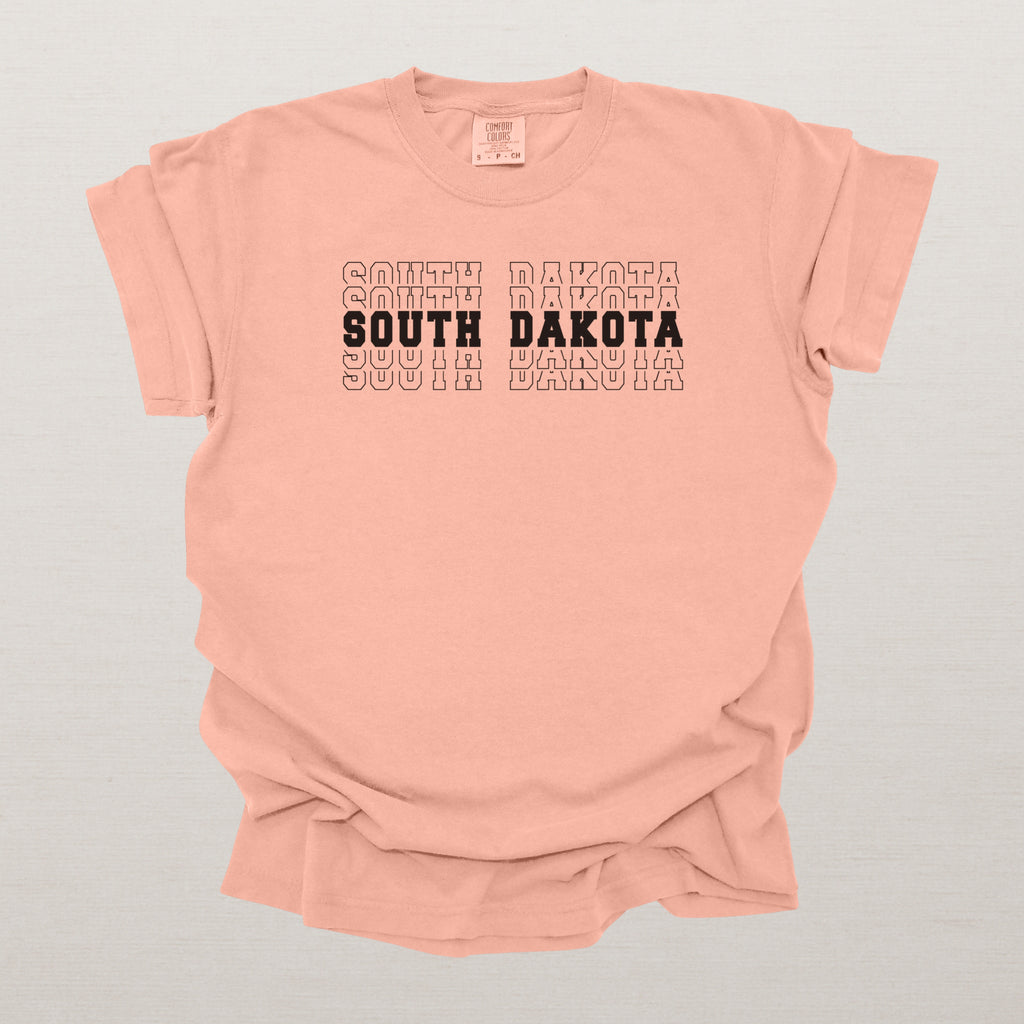 South Dakota Varsity Echo State Shirt | Comfort Colors Black Text