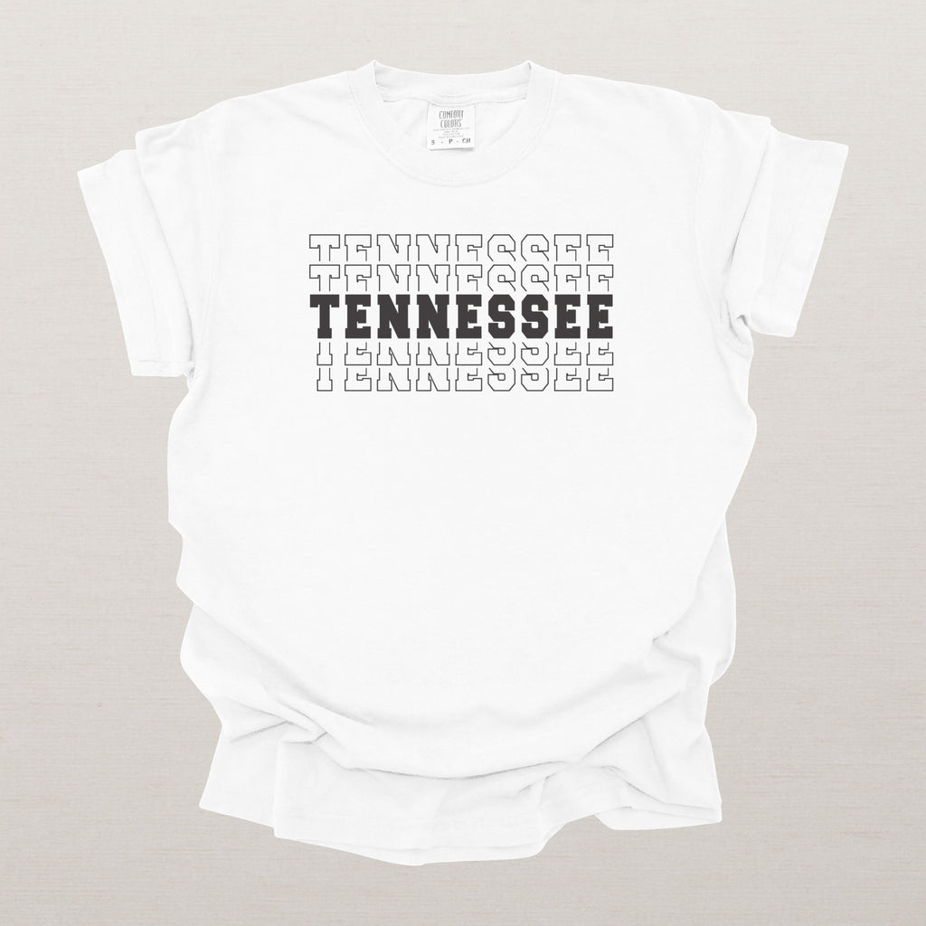 Tennessee Varsity Echo State Shirt | Comfort Colors Black Text