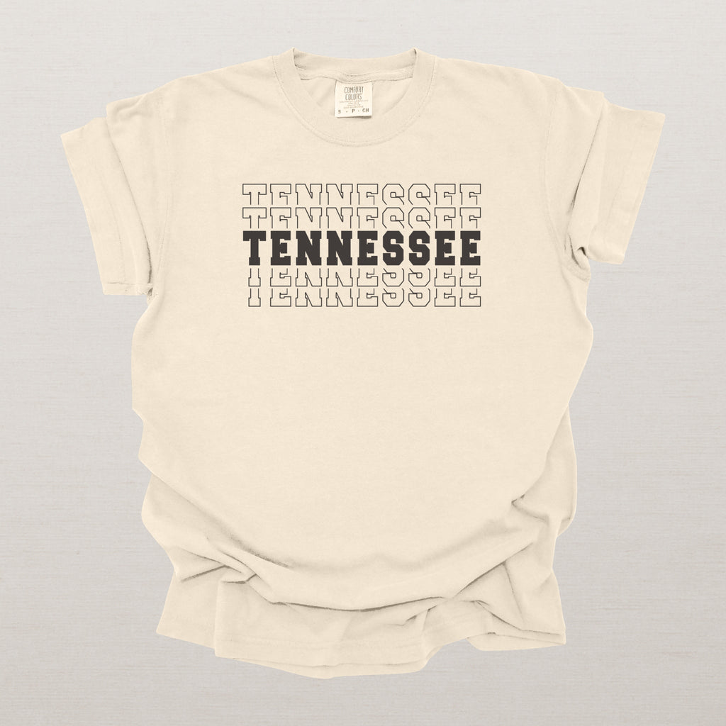 Tennessee Varsity Echo State Shirt | Comfort Colors Black Text