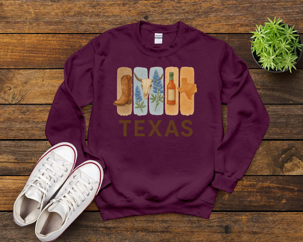 Texas Brushstroke Watercolor Sweatshirt