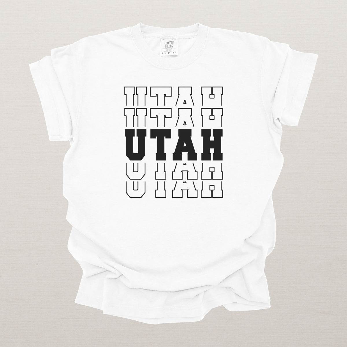 Utah Varsity Echo State Shirt | Comfort Colors Black Text
