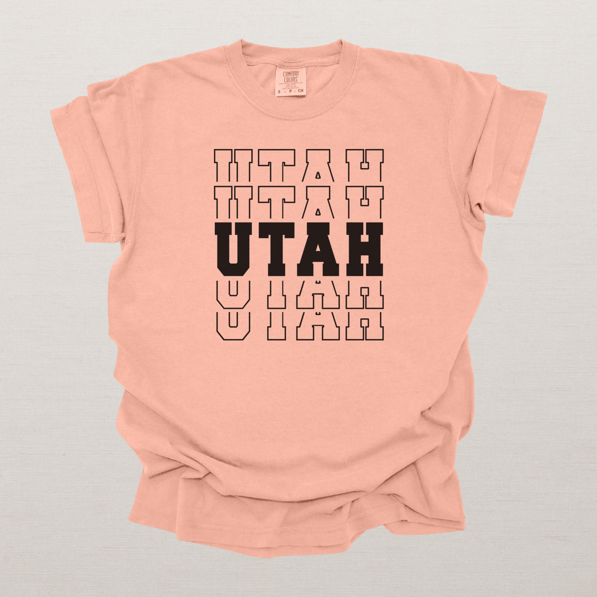 Utah Varsity Echo State Shirt | Comfort Colors Black Text