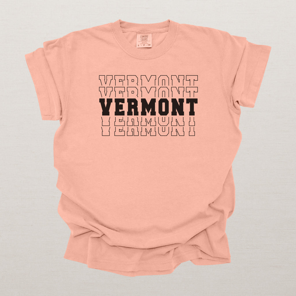 Vermont Varsity Echo State Shirt | Comfort Colors Black Text