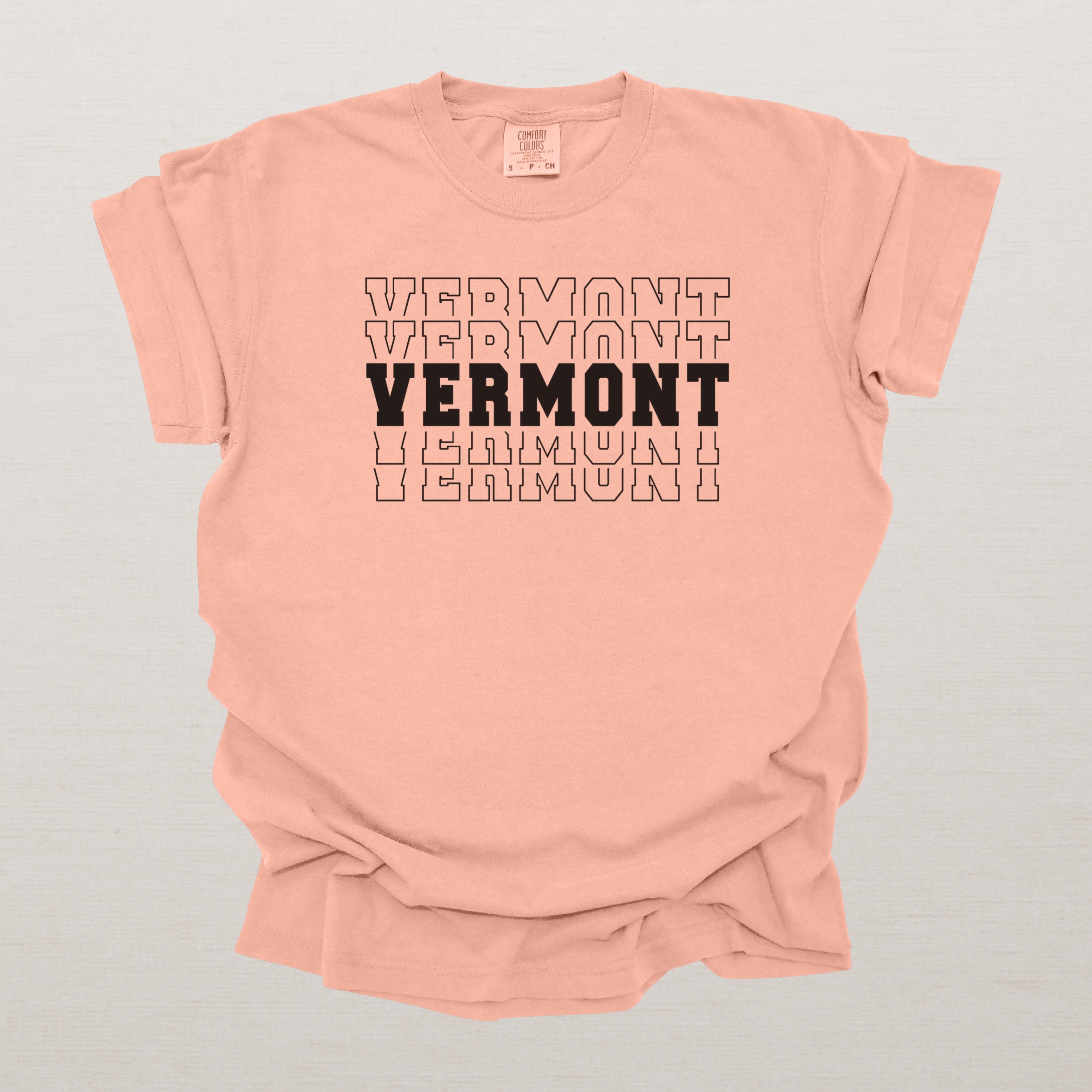 Vermont Varsity Echo State Shirt | Comfort Colors Black Text