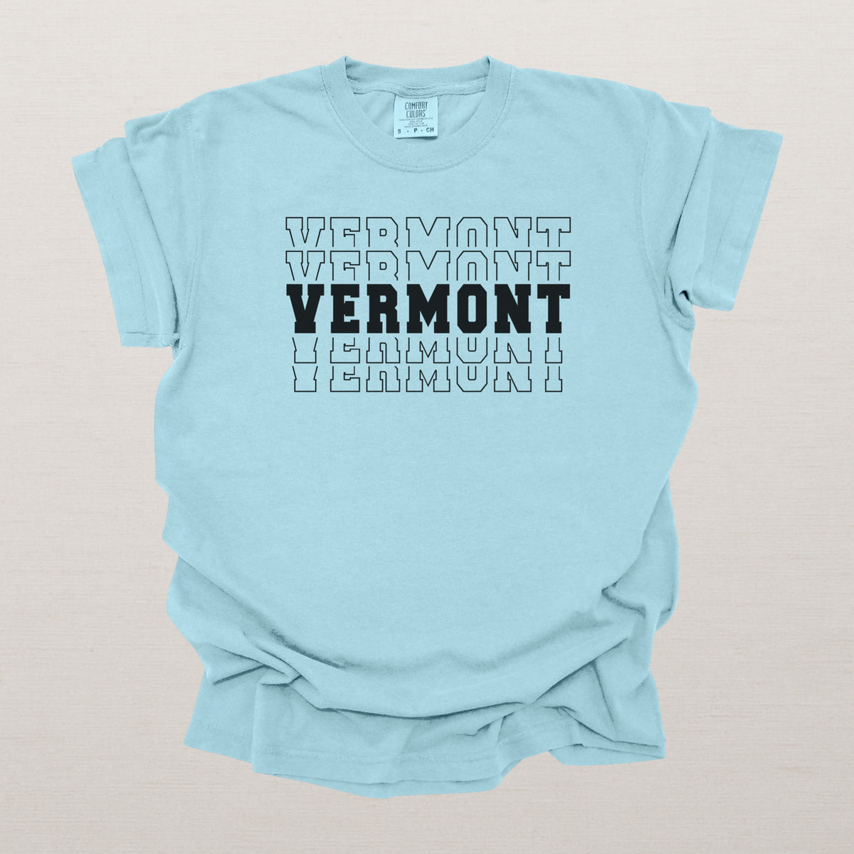 Vermont Varsity Echo State Shirt | Comfort Colors Black Text