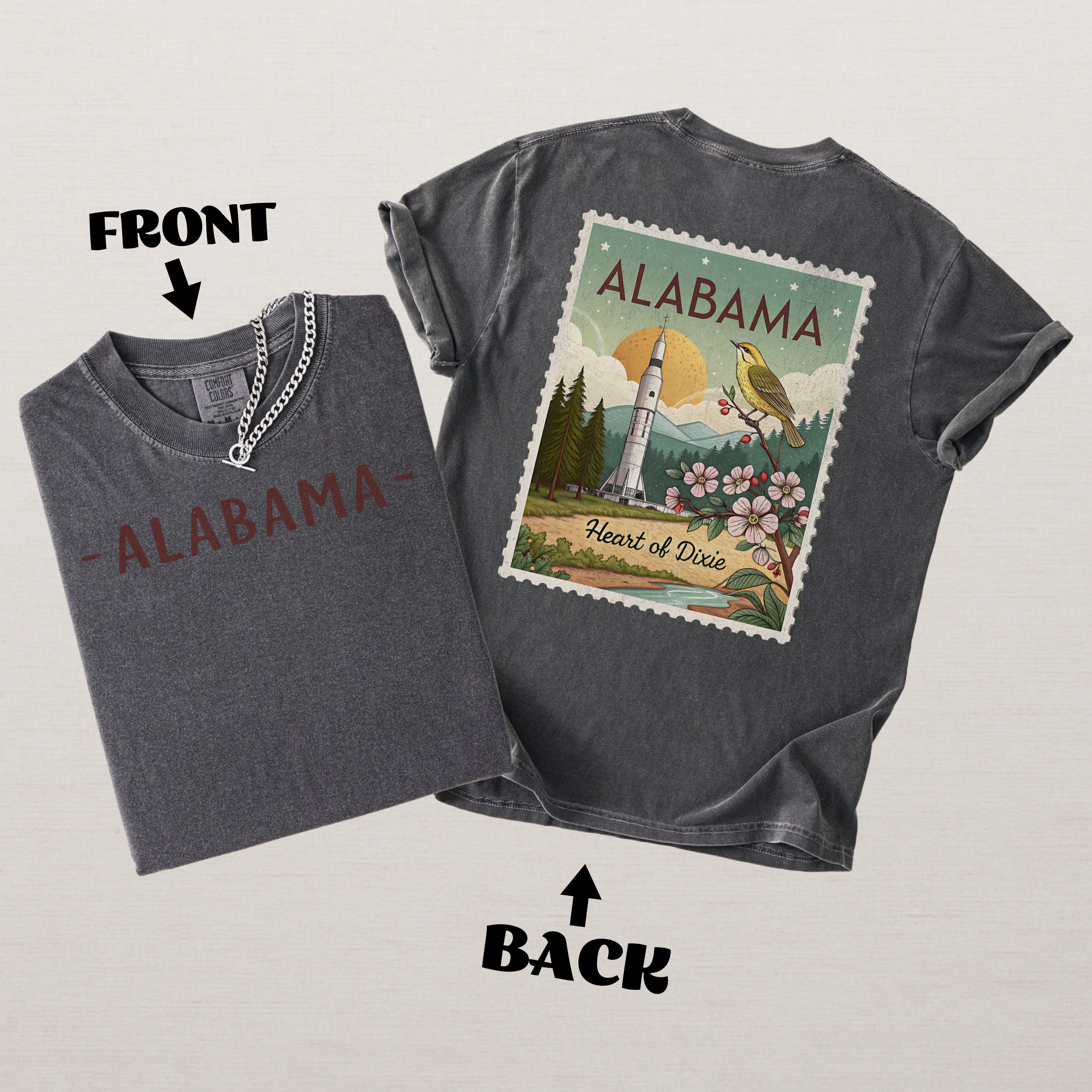 Vintage Alabama Comfort Colors Retro Travel Stamp Souvenir T-Shirt