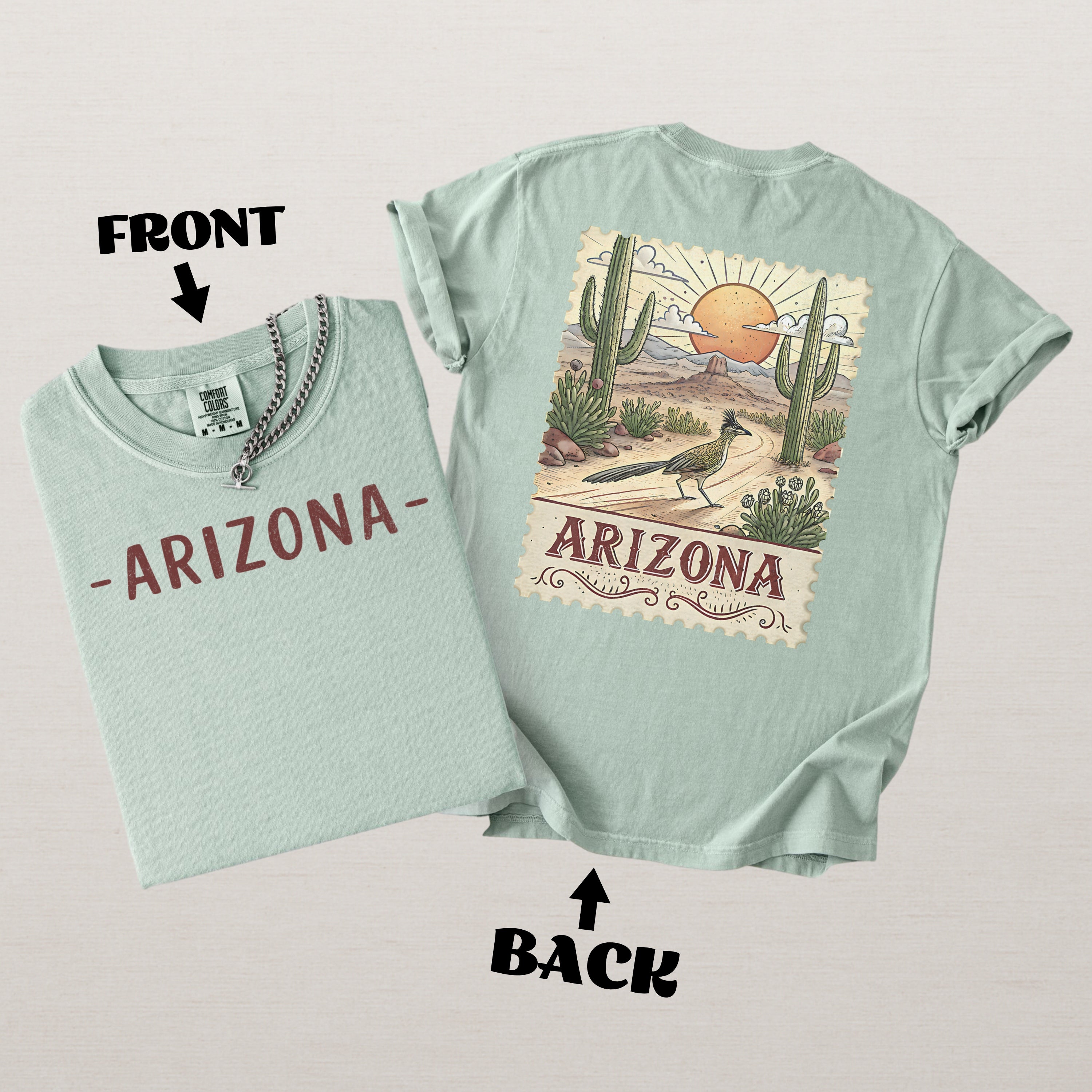 Vintage Arizona T-Shirt Comfort Colors Retro Travel Stamp Souvenir T-Shirt