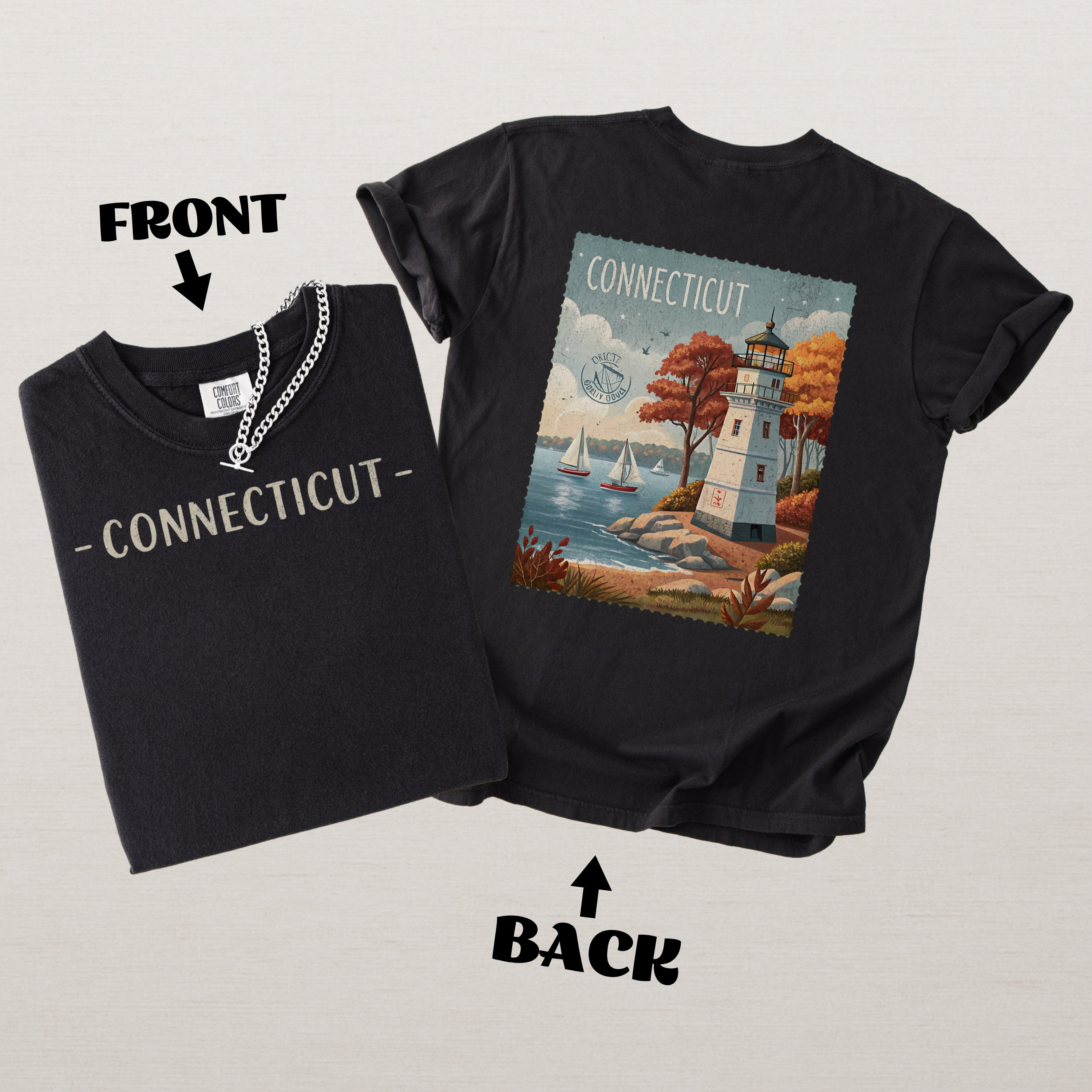 Vintage Connecticut Comfort Colors Retro Travel Stamp Souvenir T-Shirt