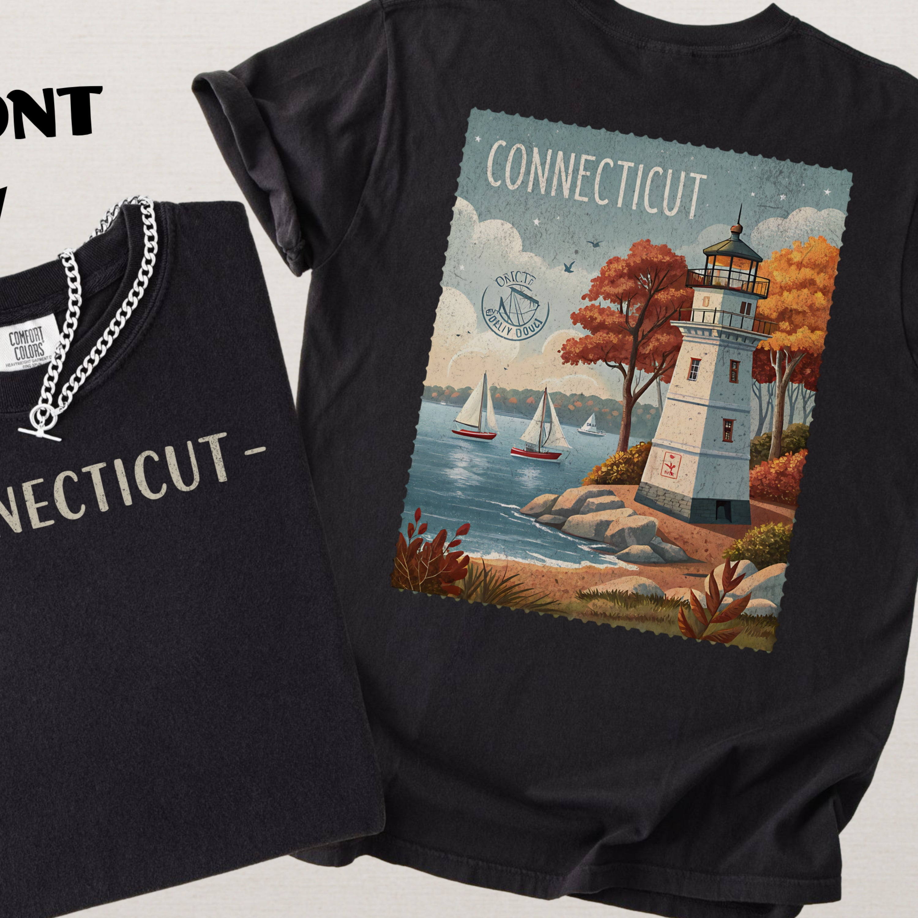 Vintage Connecticut Comfort Colors Retro Travel Stamp Souvenir T-Shirt