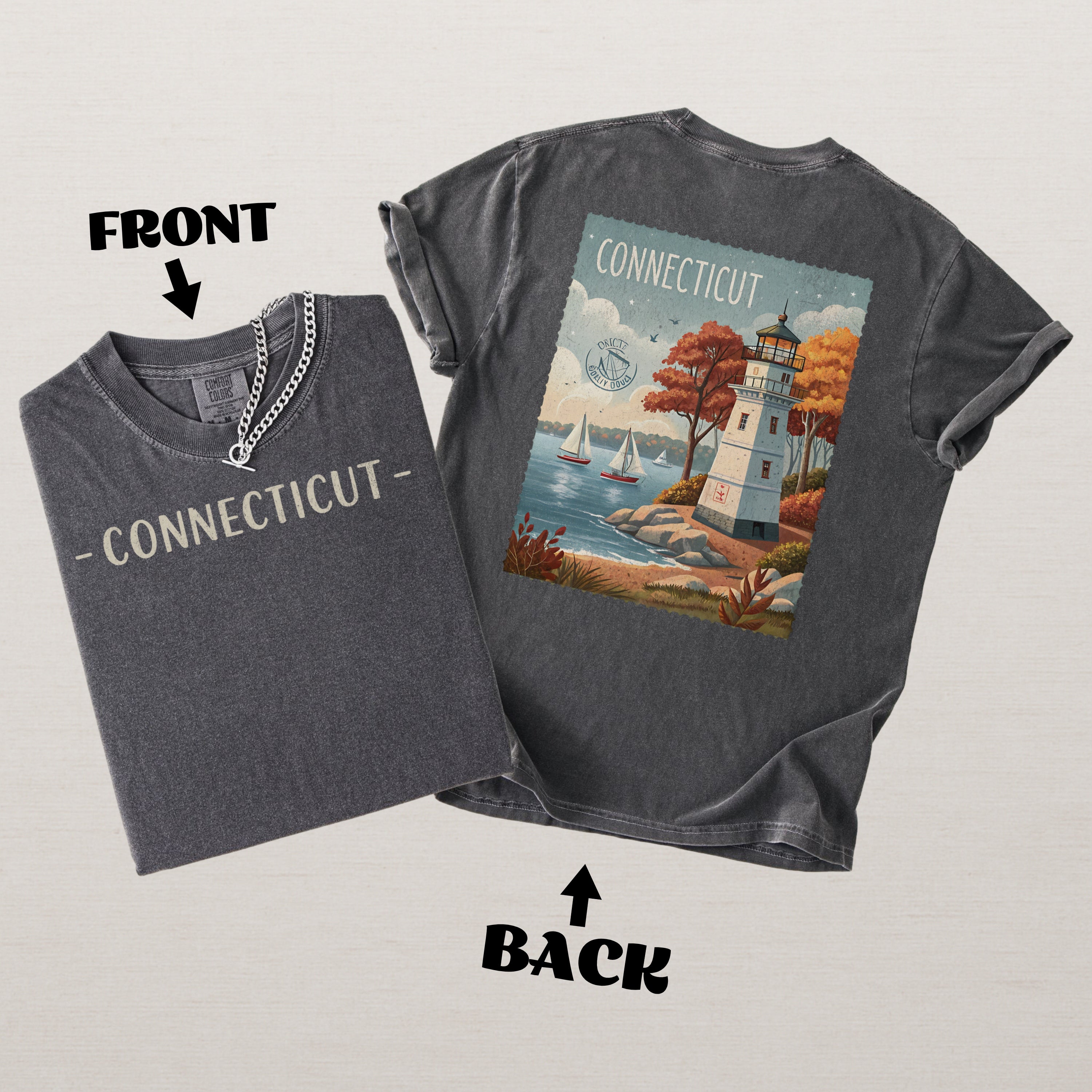 Vintage Connecticut Comfort Colors Retro Travel Stamp Souvenir T-Shirt