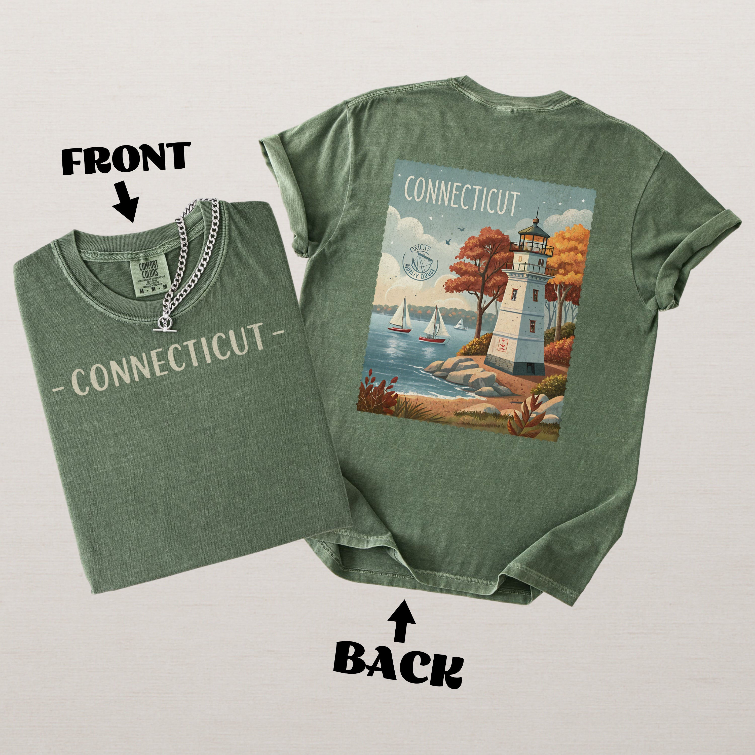 Vintage Connecticut Comfort Colors Retro Travel Stamp Souvenir T-Shirt