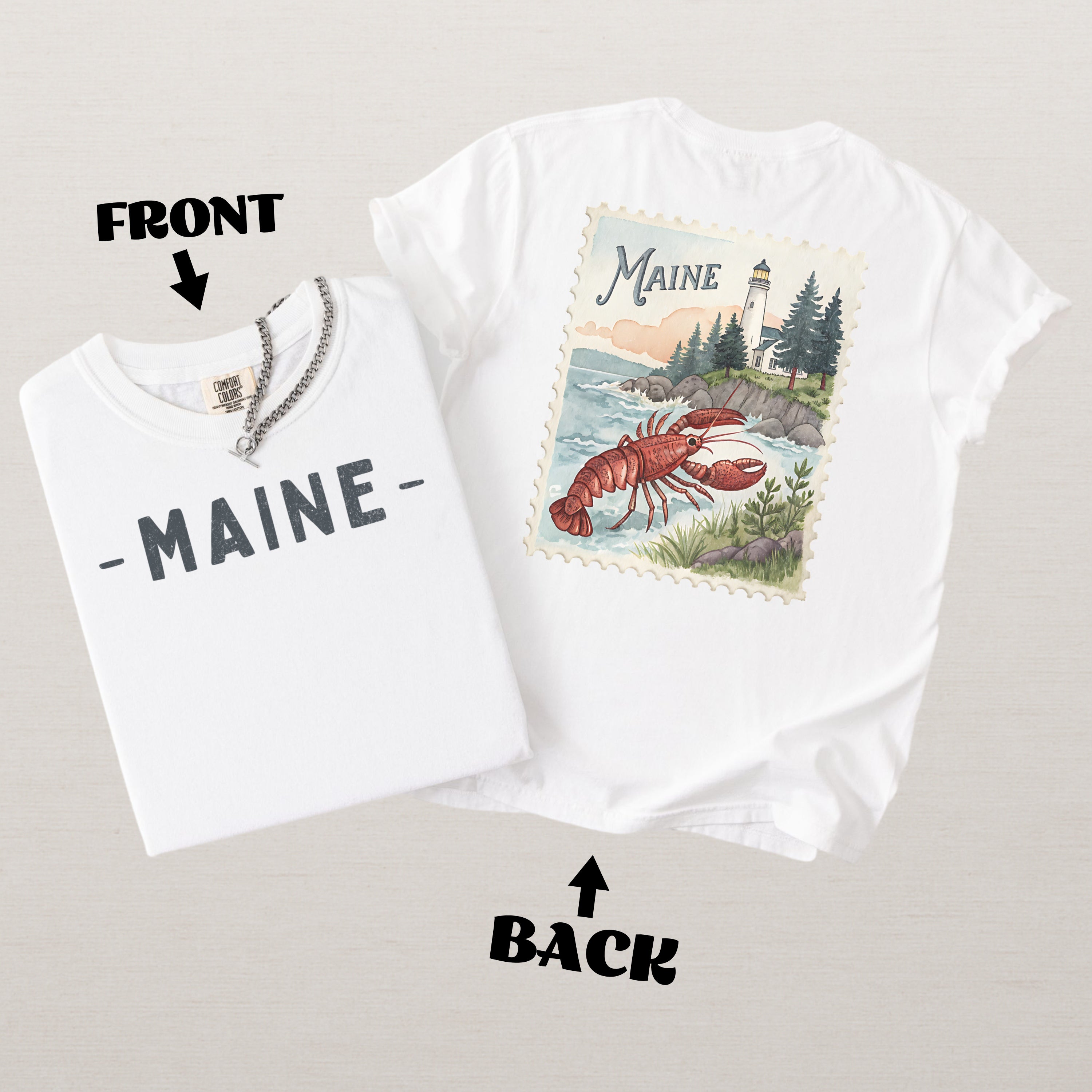 Vintage Maine Comfort Colors Retro Travel Stamp Souvenir T-Shirt