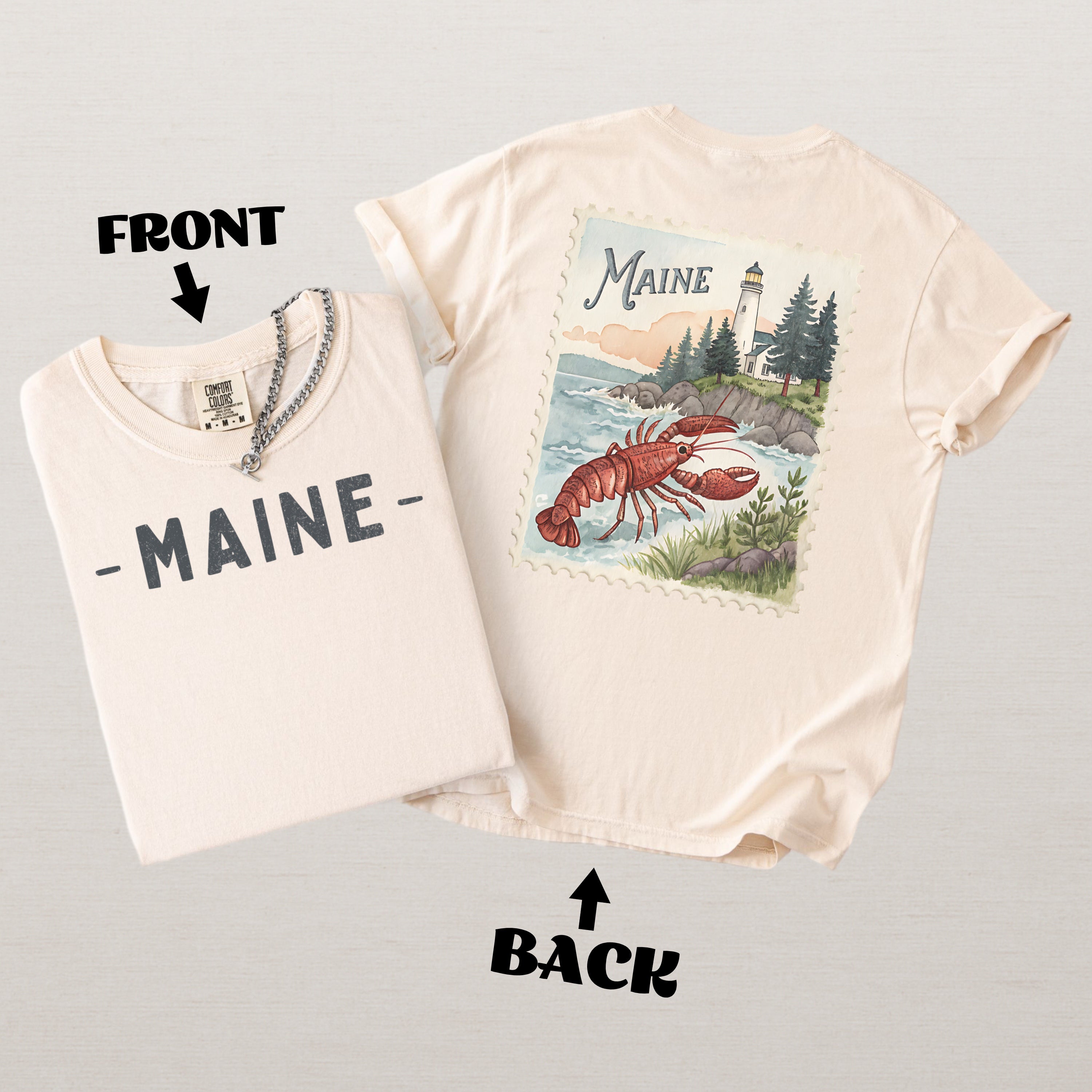 Vintage Maine Comfort Colors Retro Travel Stamp Souvenir T-Shirt